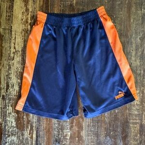 Puma Blue and Orange Basketball Shorts with Elastic Waistband